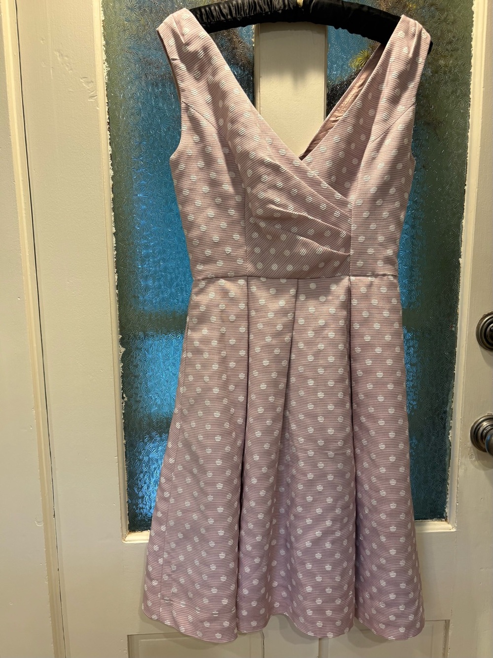 Adrianna Papell Light Pink/Mauve Polka Dot  Dress 4  Side Pockets
